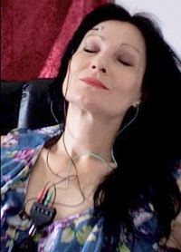 Woman doing neurofeedback meditation
